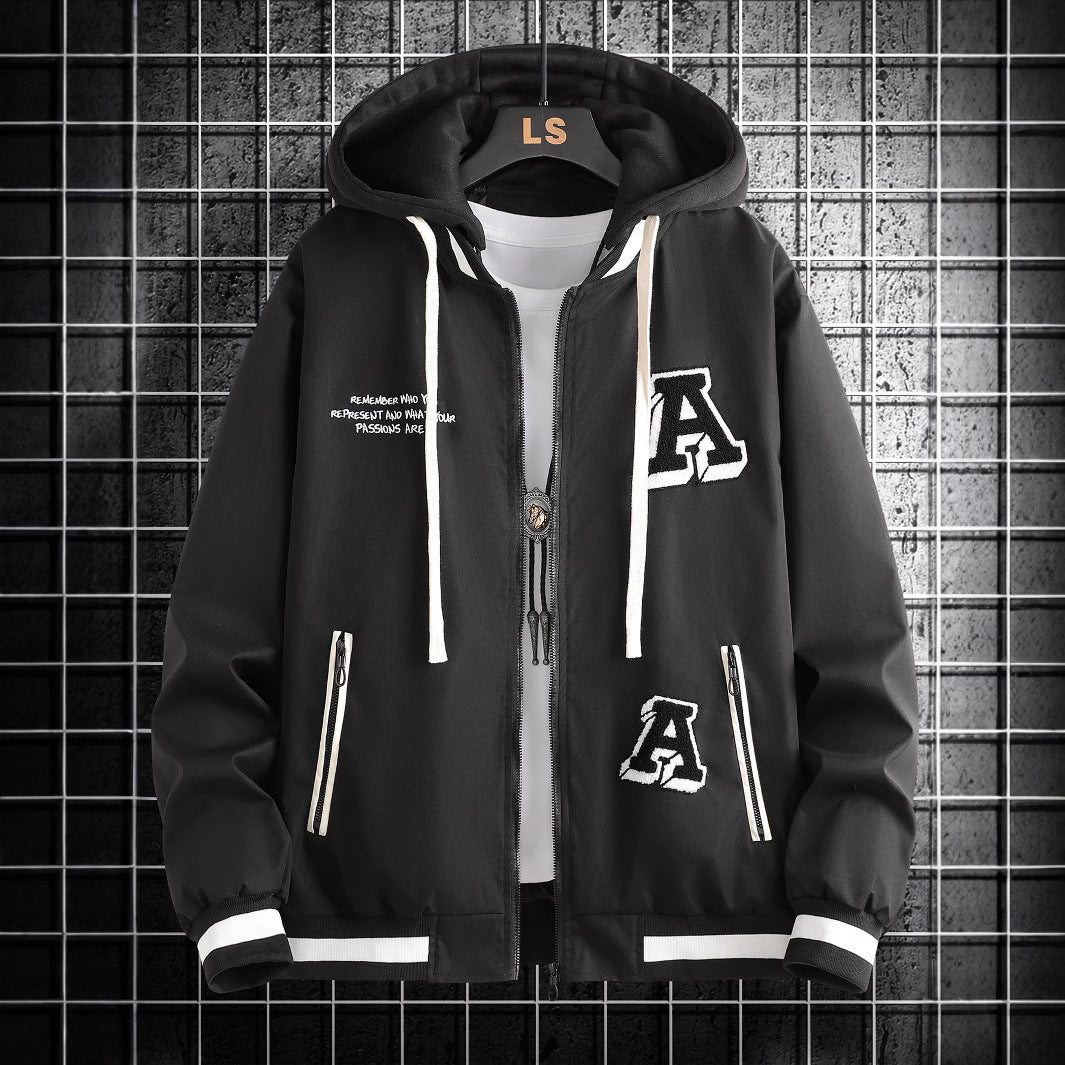 Trendy hoodie jacket for men with stylish appliqués Lune London
