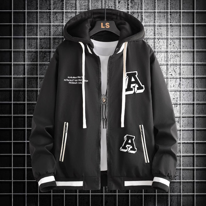 Trendy hoodie jacket for men with stylish appliqués Lune London