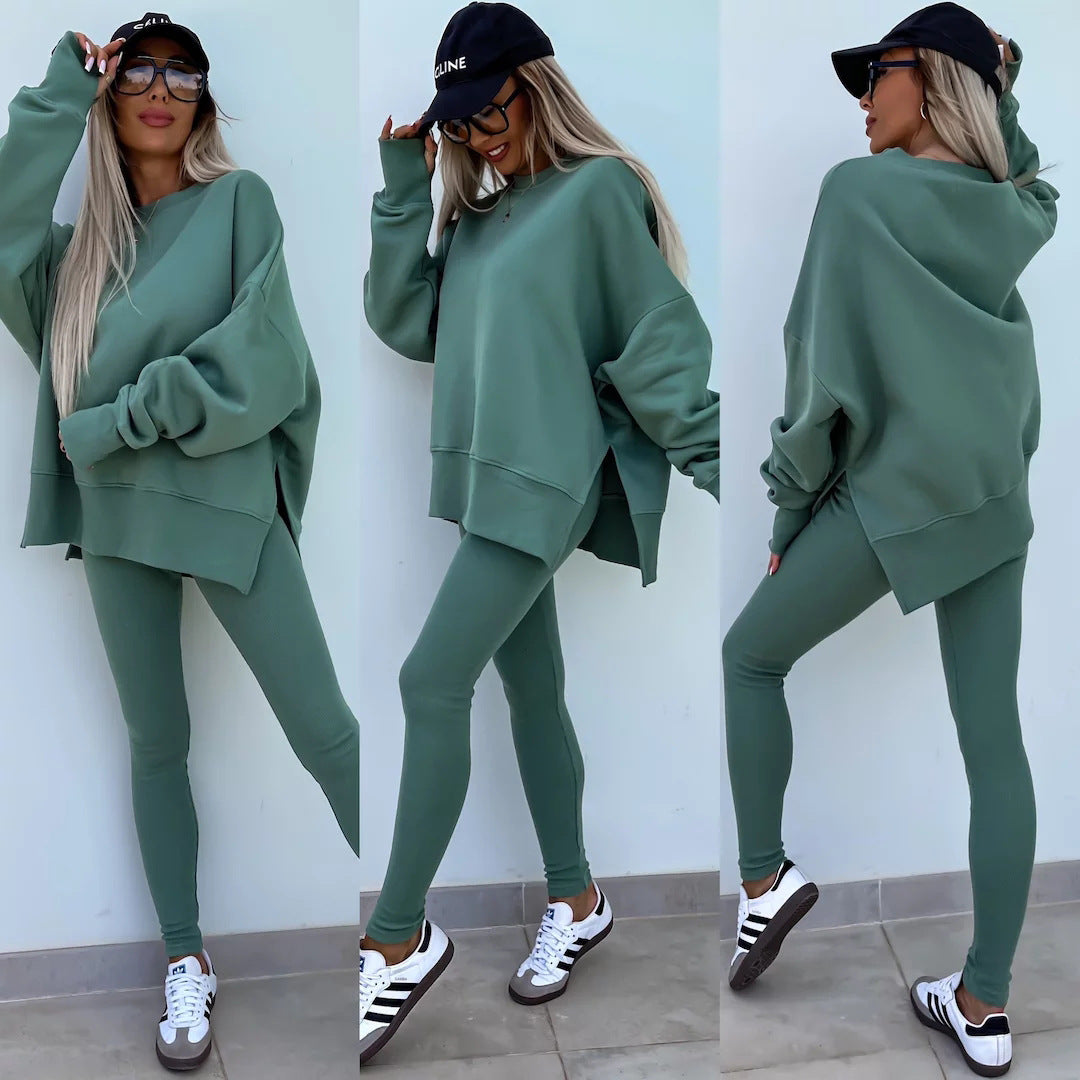 Ladies Oversized Casual Sweatshirt and Chic Leggings Set