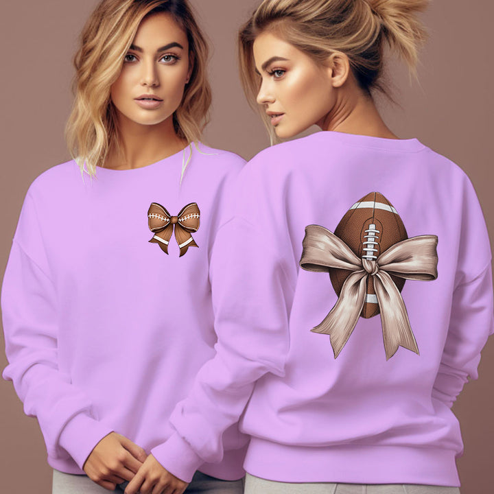 Sweat-shirt pour femmes avec motif de football mignon et accent de nœud Chic & Stil