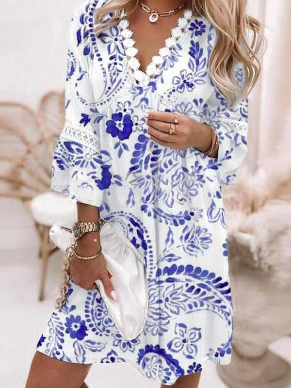 Casual dress for women with V-neck and ruffle details Lune London