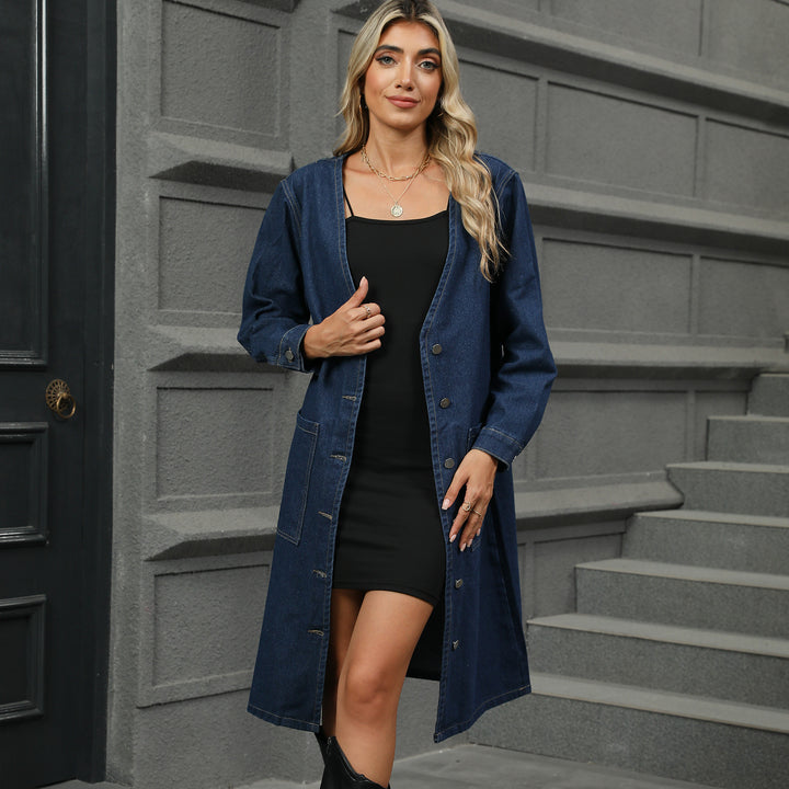 Denim shirt dress for women with practical button closure and patch pockets Lune London