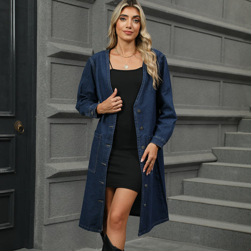 Denim shirt dress for women with practical button closure and patch pockets Lune London