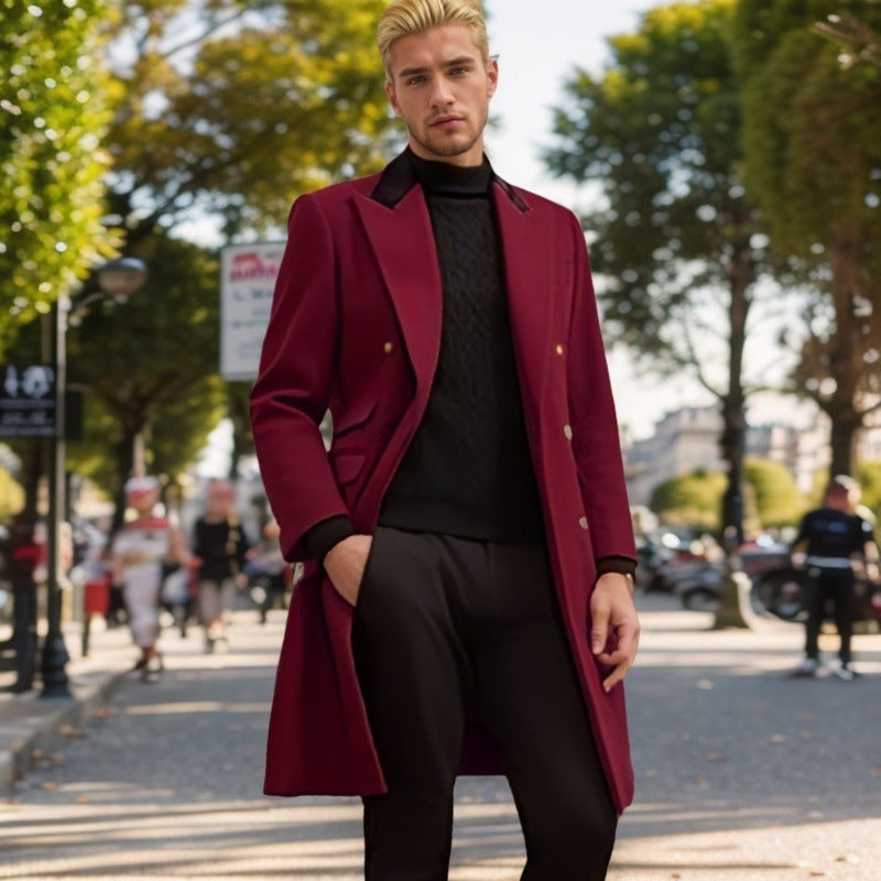 Men's Modern Urban Coat with Double Button Placket and Velvet Collar Lune London