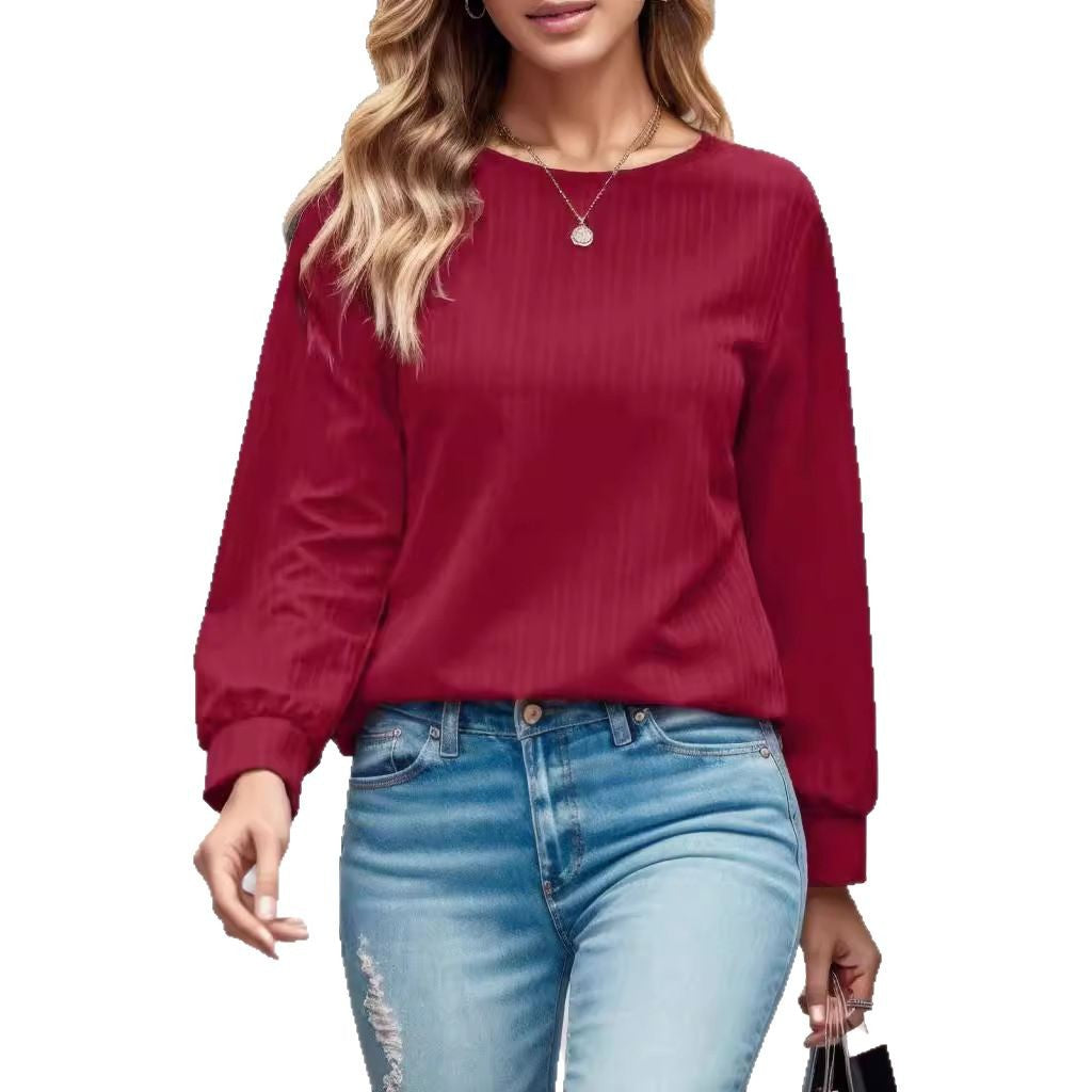 Women’s trendy top with elegant ribbed pattern and voluminous sleeves Lune London