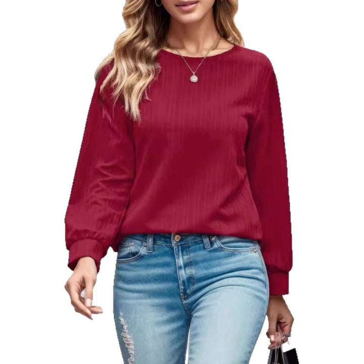 Women’s trendy top with elegant ribbed pattern and voluminous sleeves Lune London