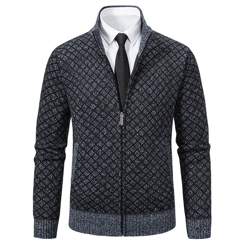 Men's knit jacket with high-quality textured pattern and zipper Lune London
