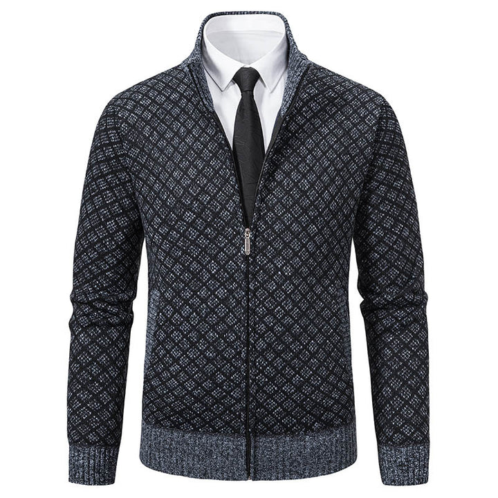 Men's knit jacket with high-quality textured pattern and zipper Lune London