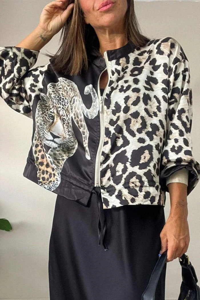 Women’s bomber jacket with animal print and elastic edges Lune London