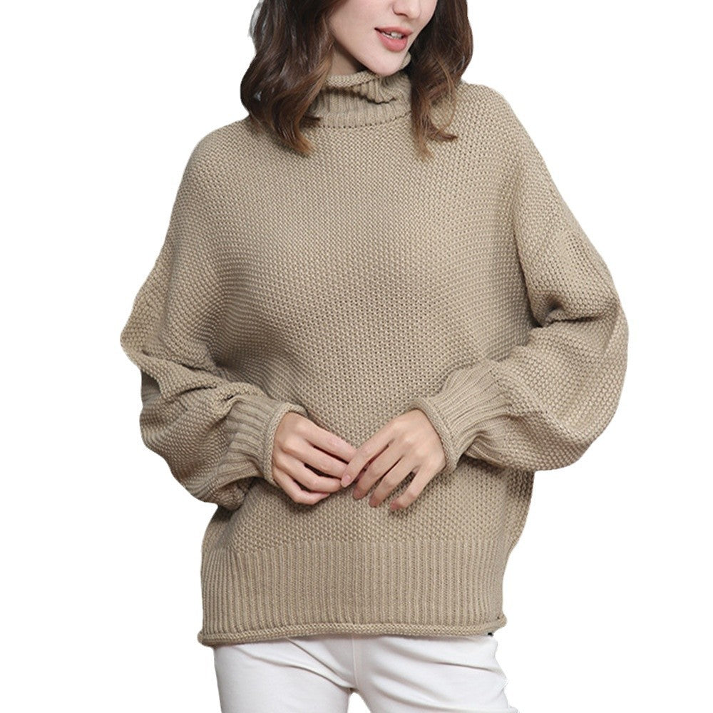 Pull femme en grosse maille avec col roulé et coupe aérienne Lune London