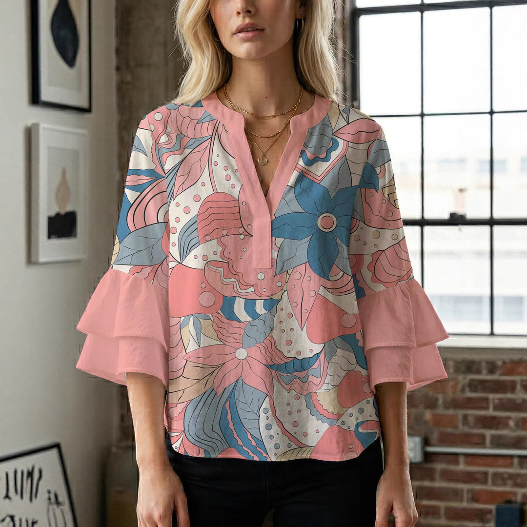 Women's flower creation with voluminous ruffled sleeves Lune London