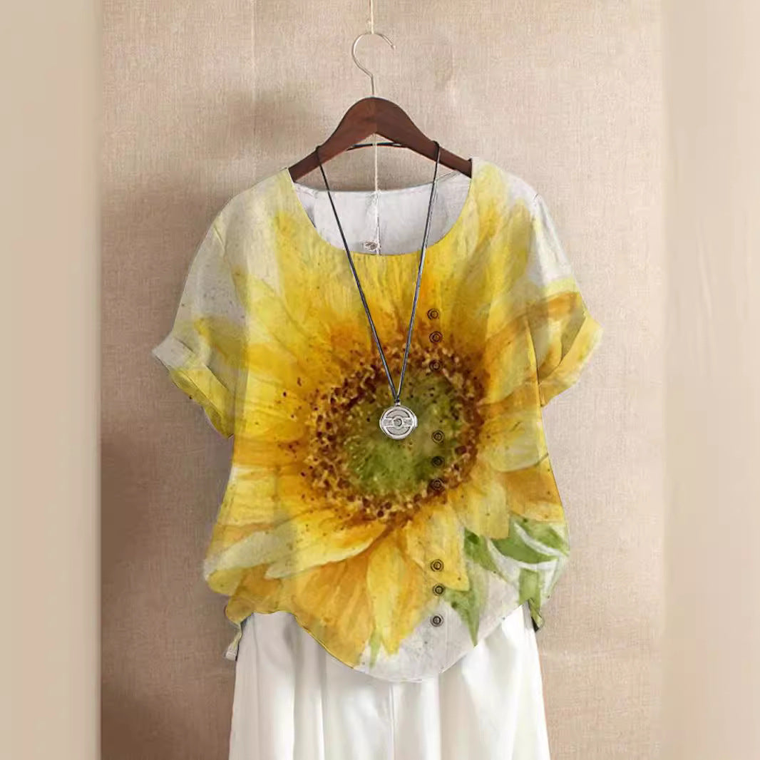 Women Artistic Floral Pattern Blouse Lune London