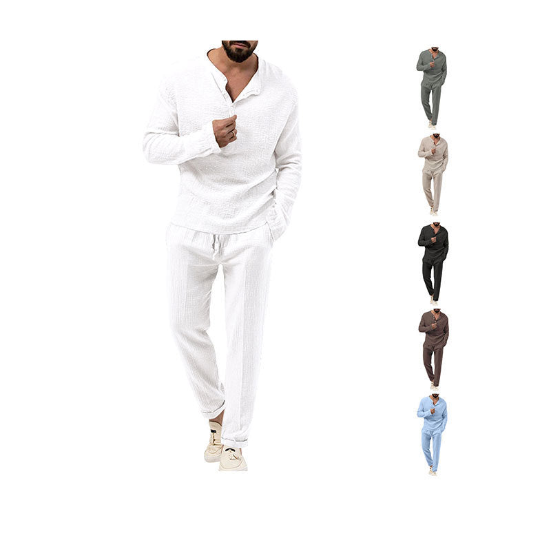 Casual men's outfit with button placket and elastic waistband Lune London