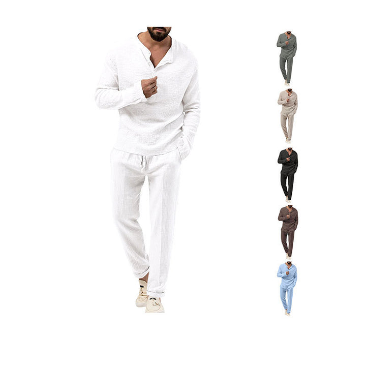 Casual men's outfit with button placket and elastic waistband Lune London