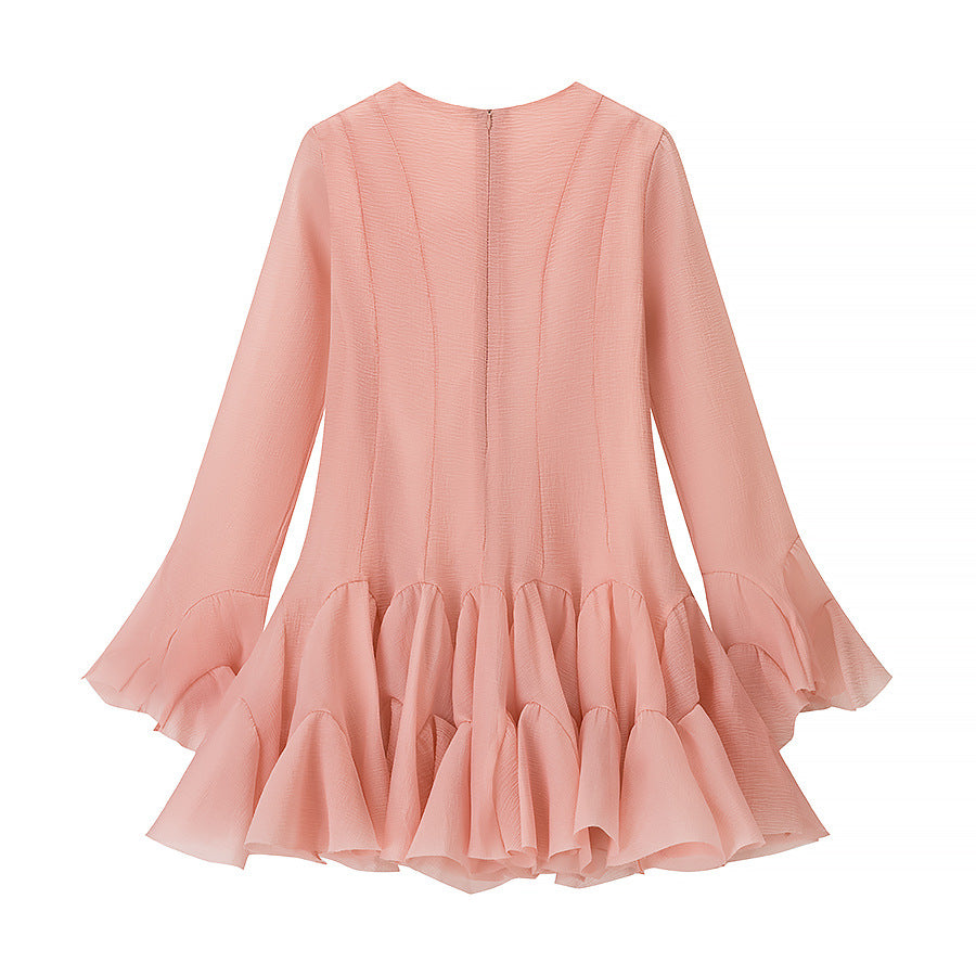 Fringe dress for women with flowing ruffle finish Lune London