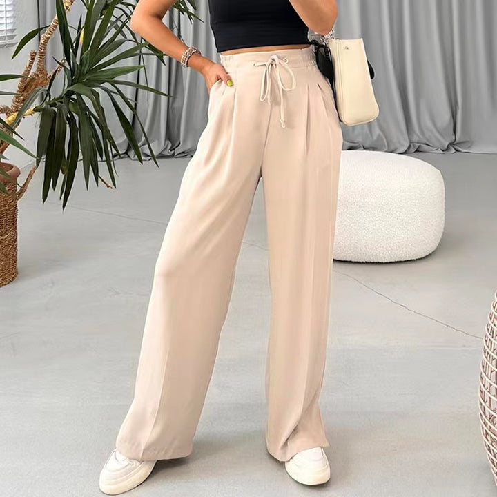 Loose leisure pants for women with elastic waistband and adjustable drawstring Lune London
