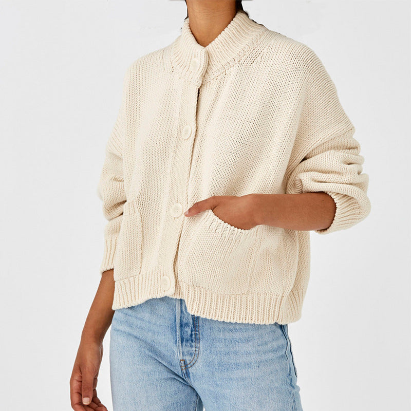 Casual style knit jacket for women with button details Lune London
