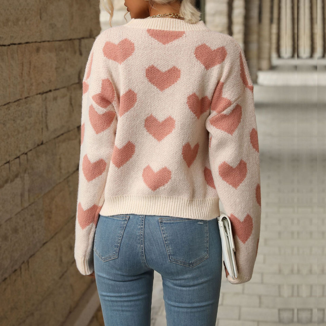 Lune London | Women's Sweater with Heart Pattern and Loose Fit