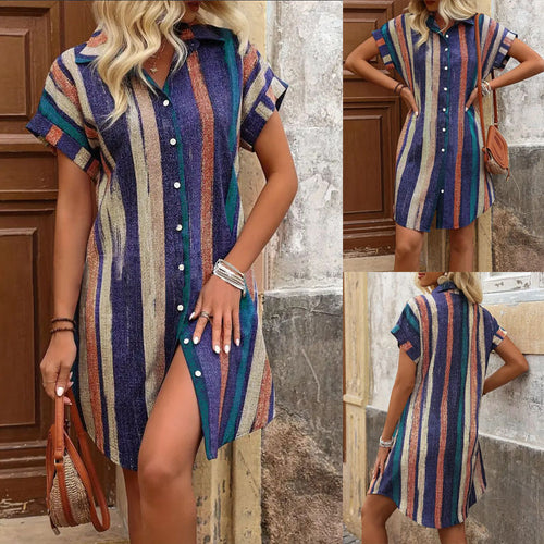 Shirt dress for women with straight cut and modern stripes Lune London