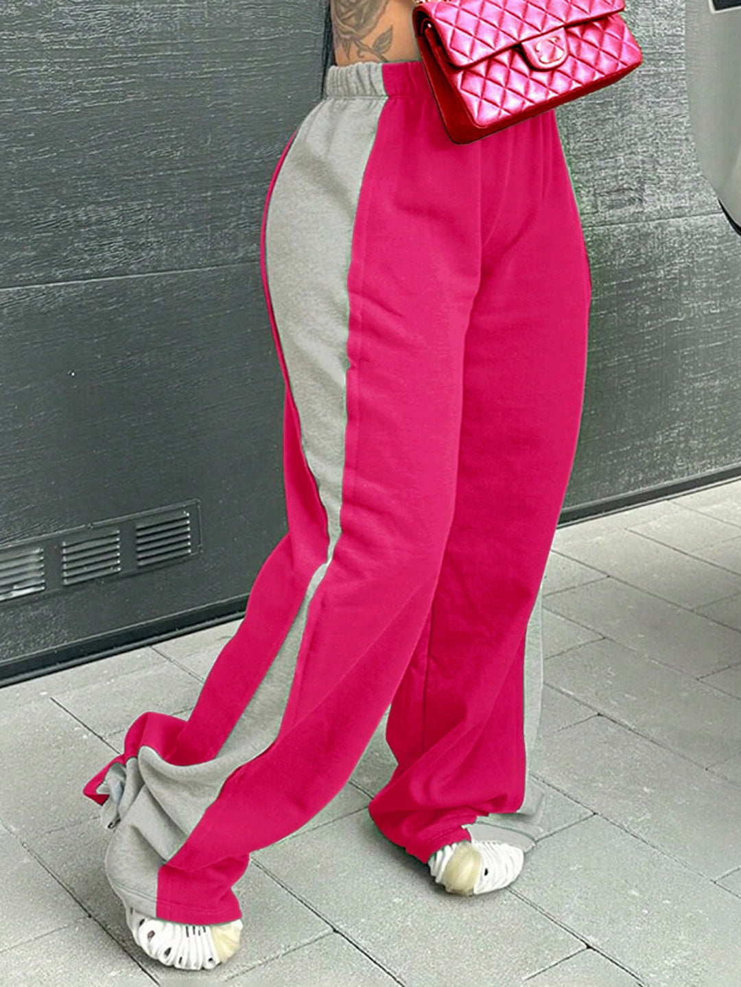 Casual women's sports pants with colorful side inserts and an elastic waistband Lune London