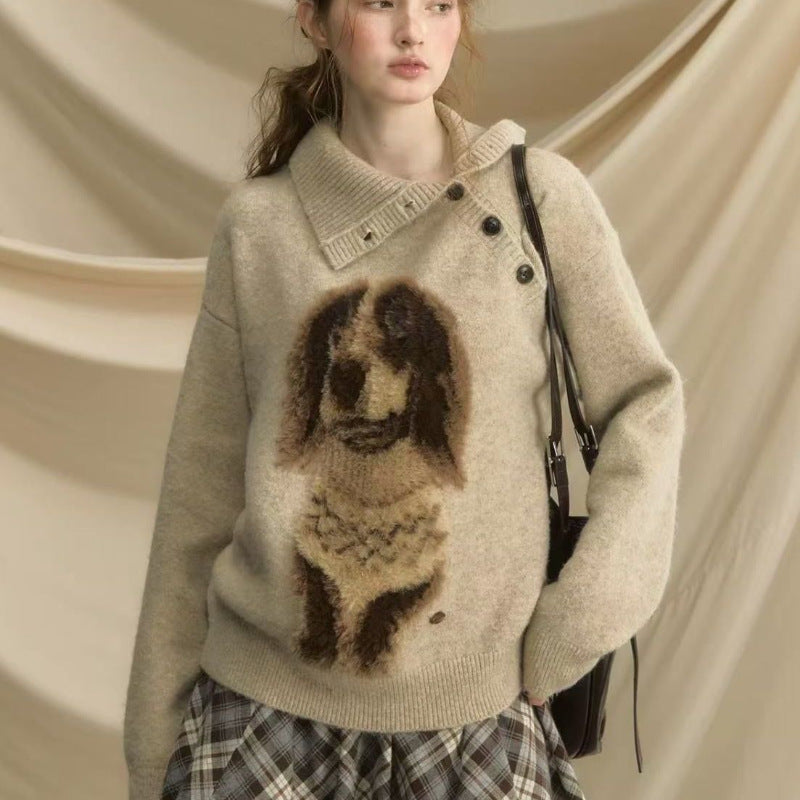 Pull tricoté pour femme avec motif animal et col haut Chic & Stil