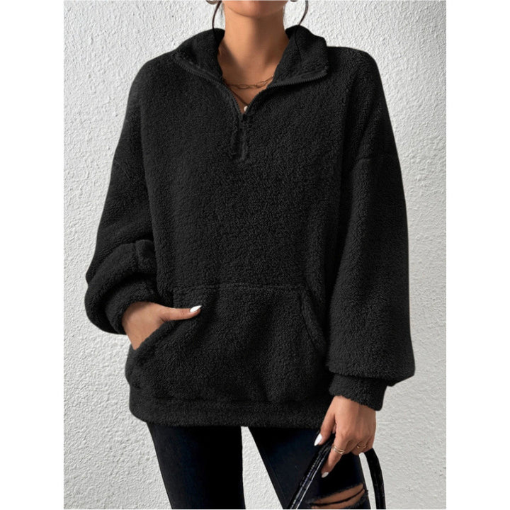 Ladies Soft Sweater and Teddy with half-zip and kangaroo pocket Lune London