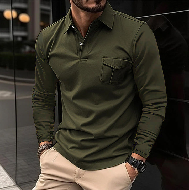 Casual long sleeve t-shirt for men with practical chest pocket Lune London