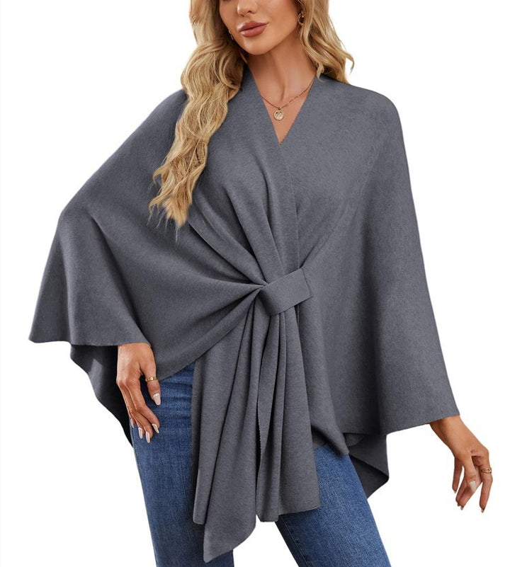 Ladies Elegant Wrapped Sweater with Asymmetrical Cut Lune London