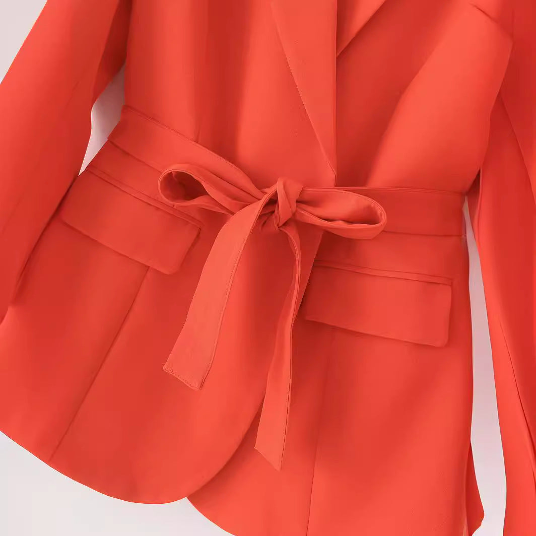 Blazer jacket for women with fitted cut and belt detail Lune London