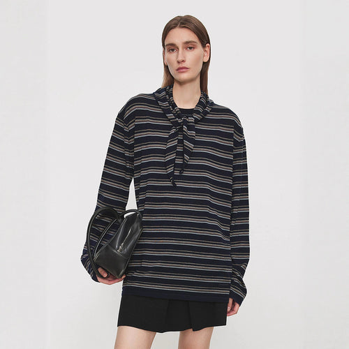 Chemise décontractée pour femme à manches longues avec ceinture à nouer à la mode Chic & Stil