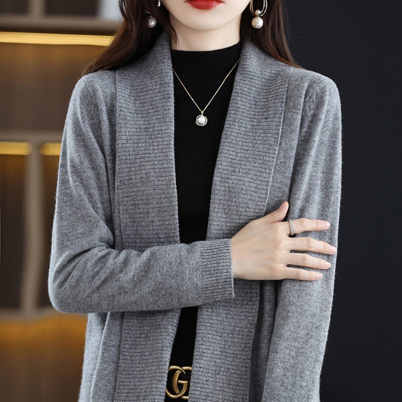 Cardigan for women with elegant ribbed structures and an open cut Lune London