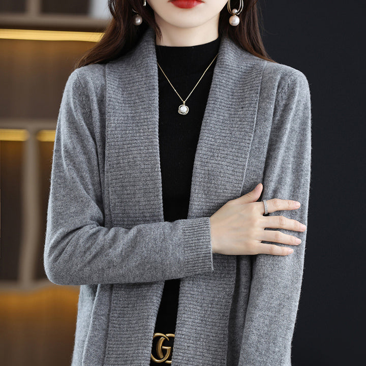 Cardigan for women with elegant ribbed structures and an open cut Lune London