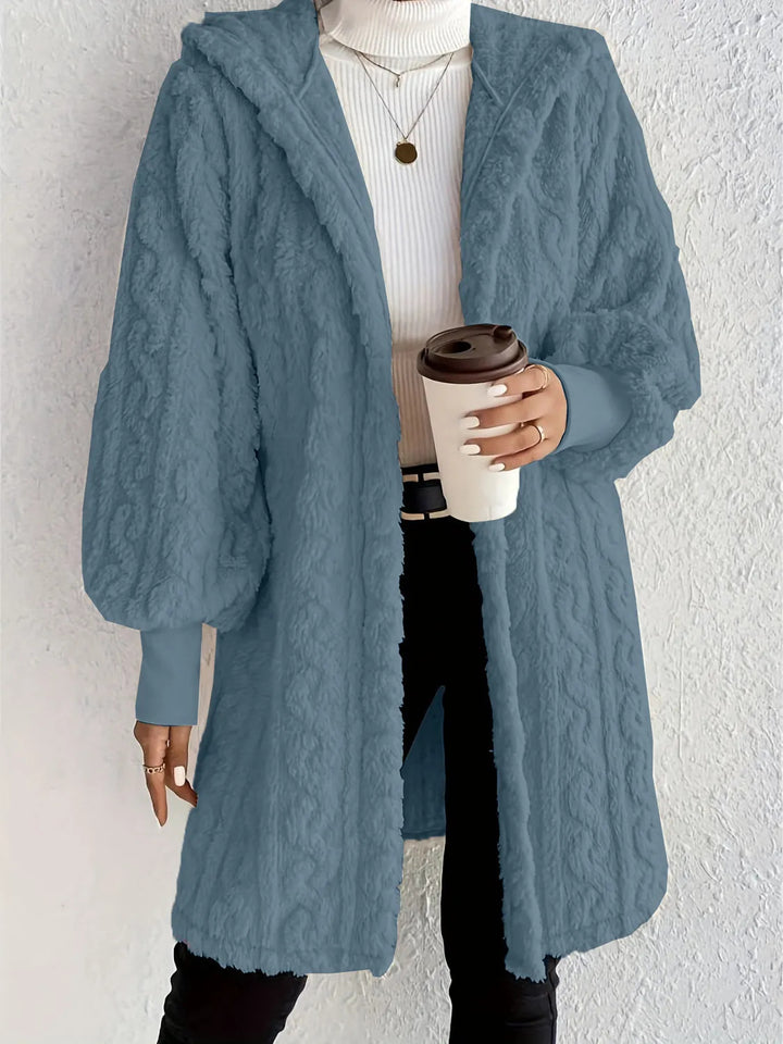 Trendy long jacket for women with hood and texture Lune London
