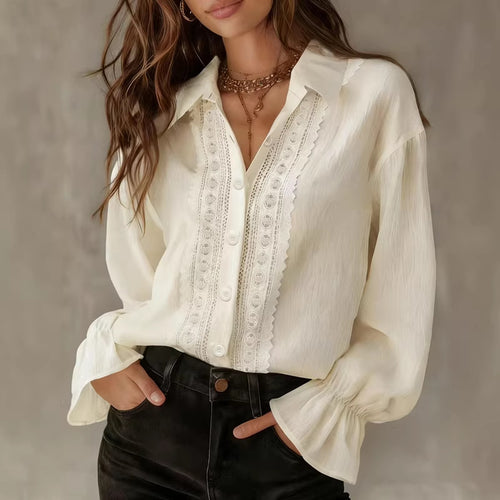 Women's elegant blouse with lace details and balloon sleeves Lune London