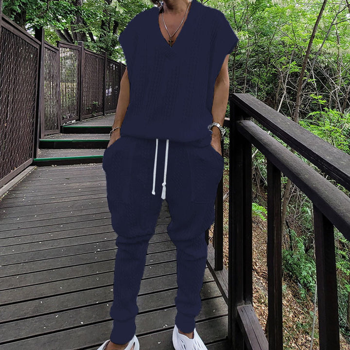 Ladies chic V-neck knitted jumpsuit with comfortable pants Lune London