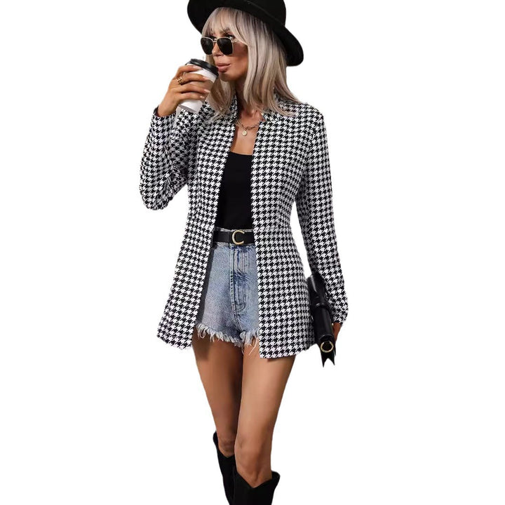 Women's blazer jacket with trendy check design Lune London