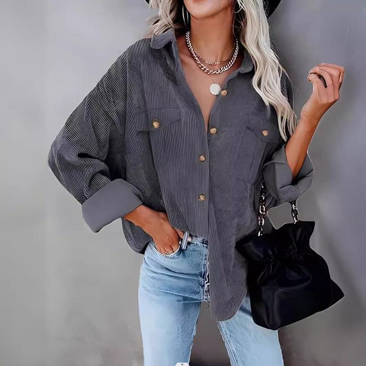 Corduroy jacket for women with double chest pockets Lune London