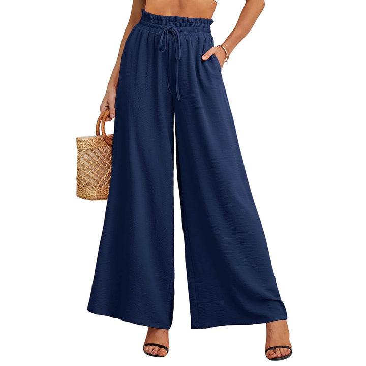 Women Summer Loose and Airy Pants with Elastic Waistband and Ties Lune London