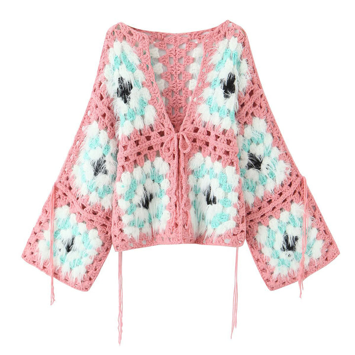 Trendy knitted jacket for ladies with a unique crochet pattern Lune London