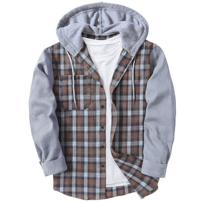 Casual flannel shirts for men with hood and two patch pockets Lune London