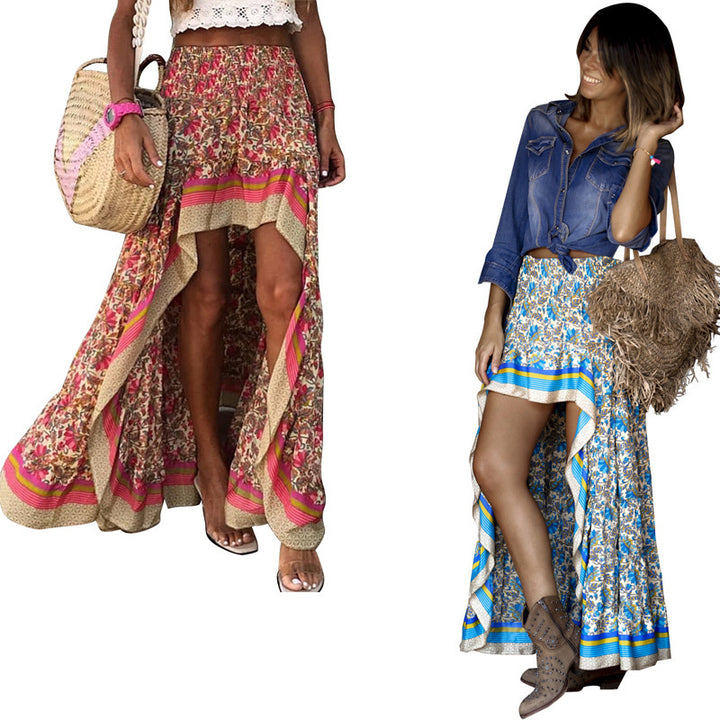 Ladies Chic and Stylish Smocked Floral Maxi Skirt