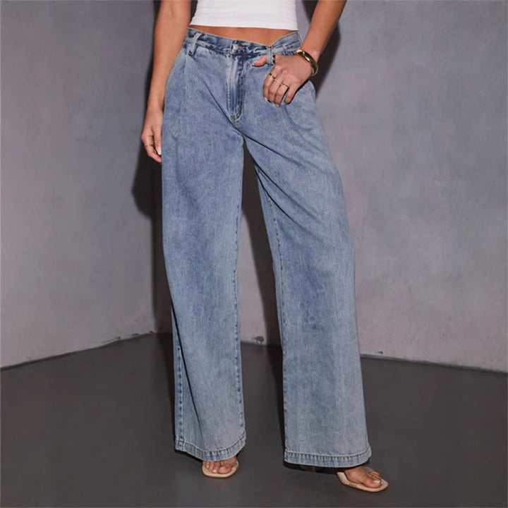 Pantalons en denim larges pour femmes avec taille haute et coupe décontractée Chic & Stil