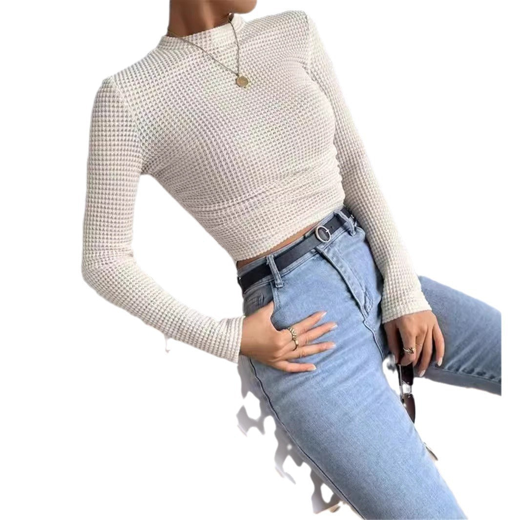 Long sleeve shirt for women in textured waffle fabric Lune London