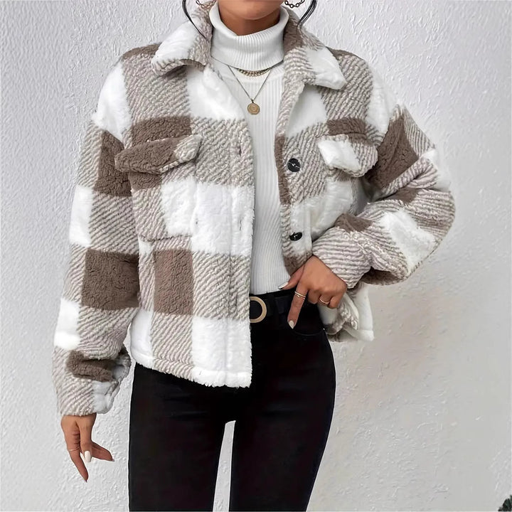 Ladies Cozy Checked Stylish Jacket