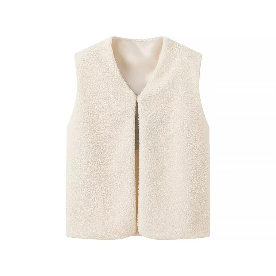 Ladies cozy fleece vest sleeveless Lune London