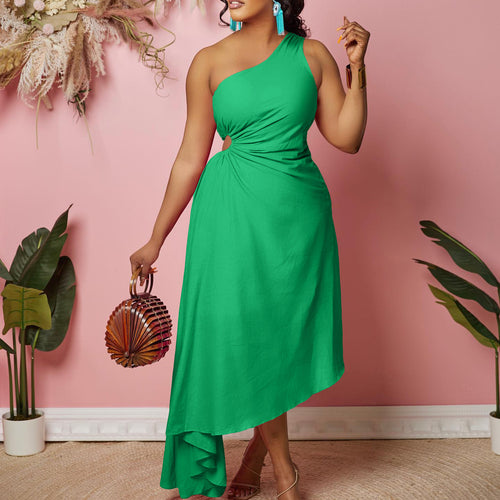 Asymmetrical evening dress for women with pleated hem Lune London