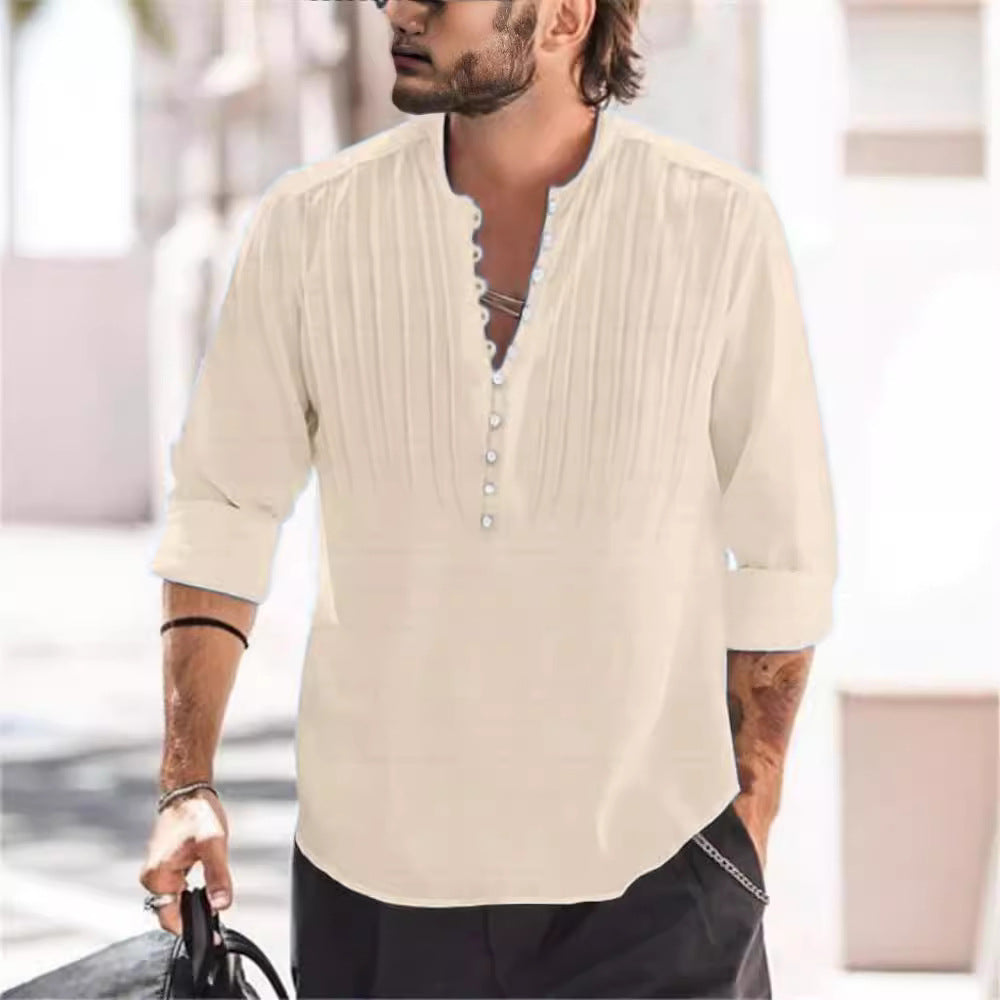 Man Elegant Buttoned Pleated Shirt Lune London
