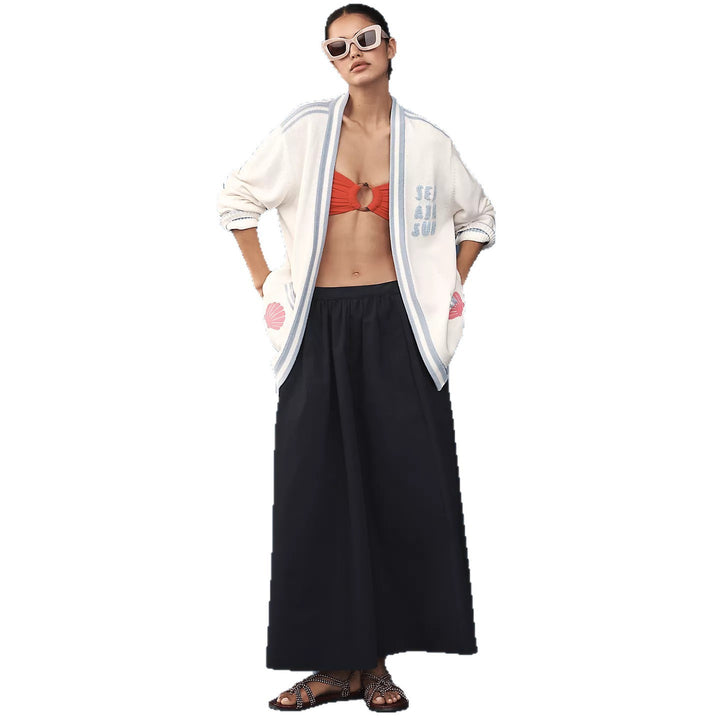 Knit jacket for women with marine patterns and relaxed fit Lune London