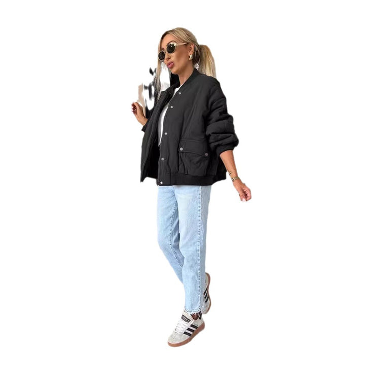 Ladies casual quilted jacket with button closure and elastic edges Lune London