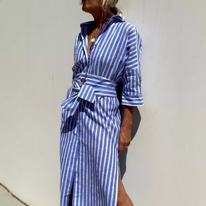 Shirt dress for women with a modern lacing design and side slits Lune London